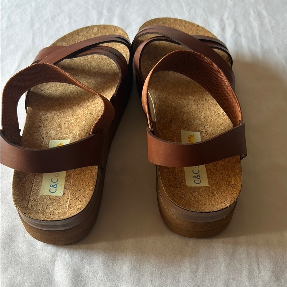 C&C California Brown Strappy Sandals - Picture 4 of 4
